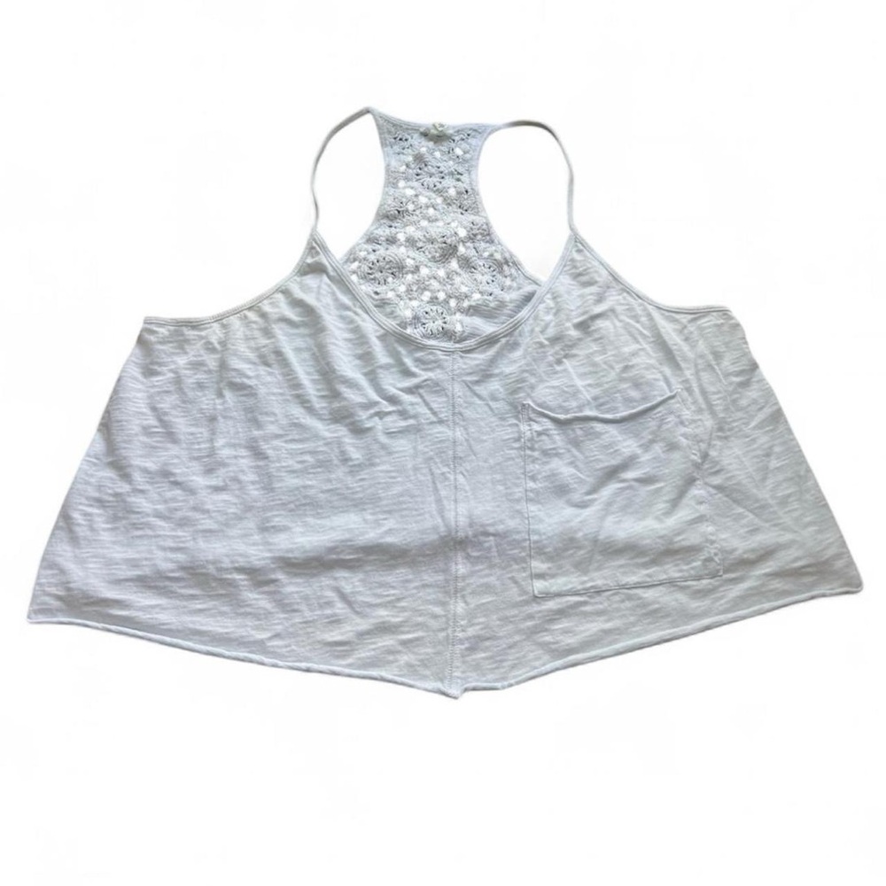 Aerie White Crochet Loose Flowy Tank